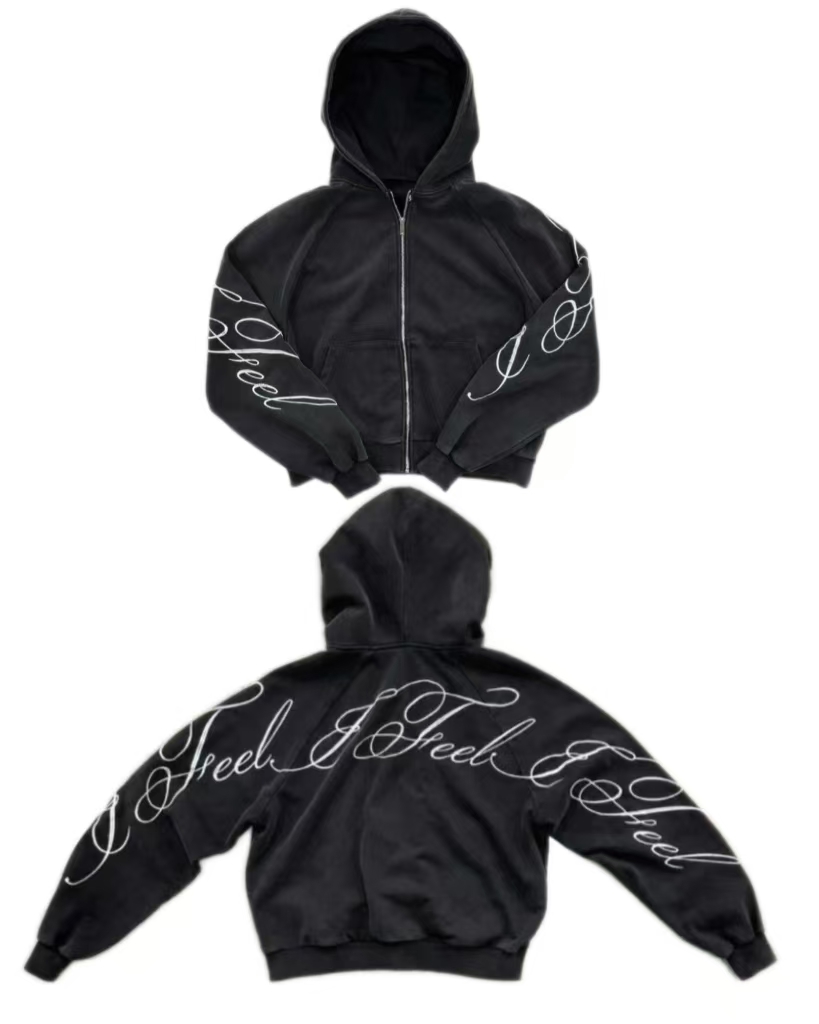 Vintage Zip Hoodie - Y2K harajuku Gothic Letter Print Retro