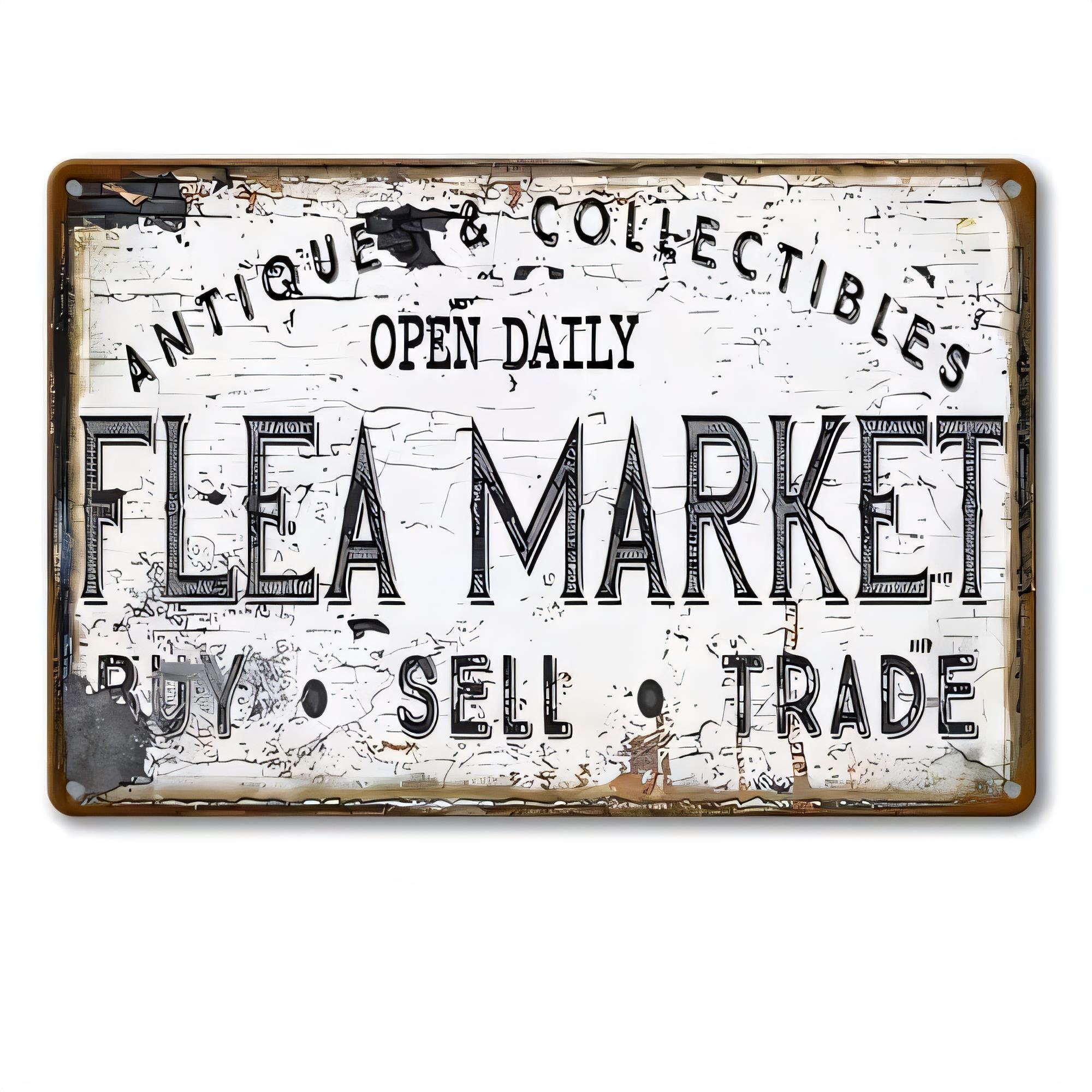 Vintage Collectible Market - Tin Sign Antique Collectibles Flea Market