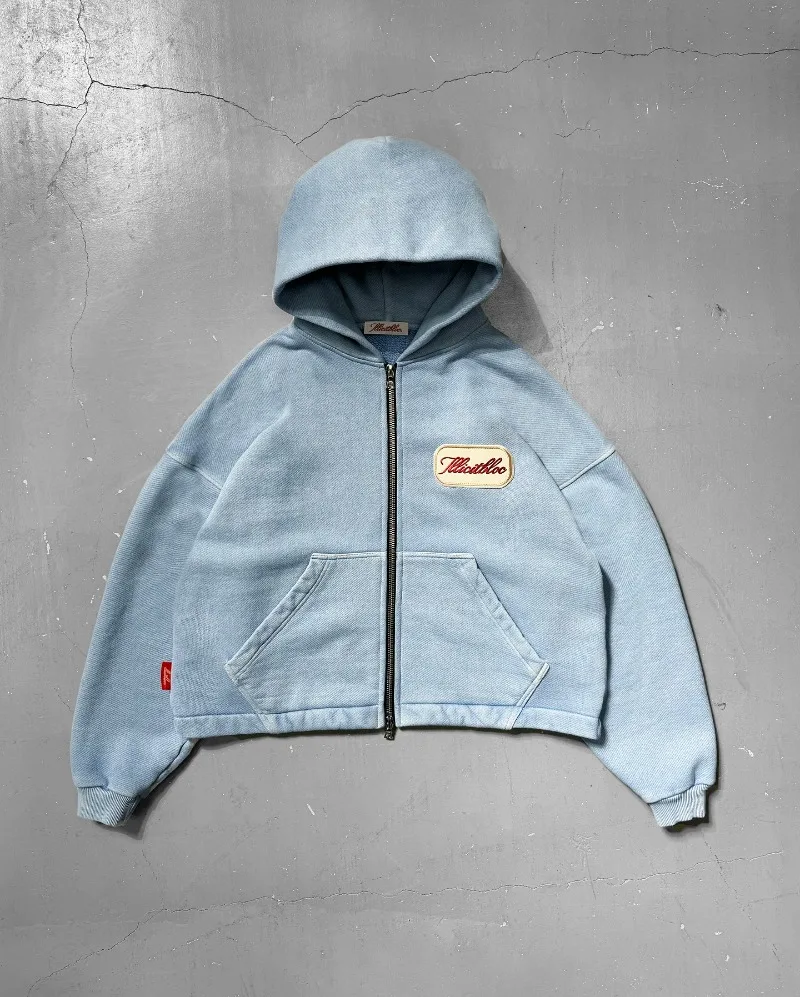 Vintage Zip Hoodie - Y2K Fashion New Letter Embroidery Patch