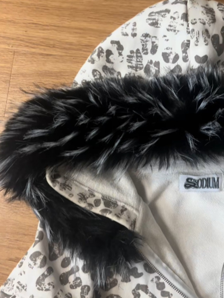 Autumn and winter fuzzy collar - огляд і ціна Vintage Zip Hoodie