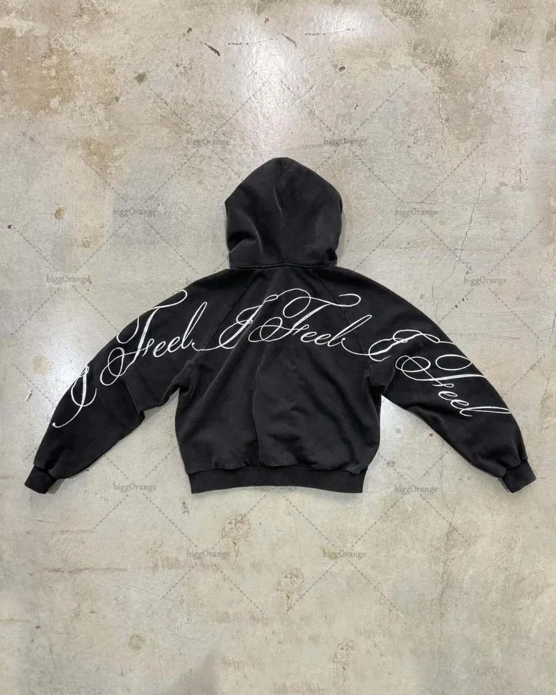 Y2K harajuku Gothic Letter Pri - огляд і ціна Vintage Zip Hoodie