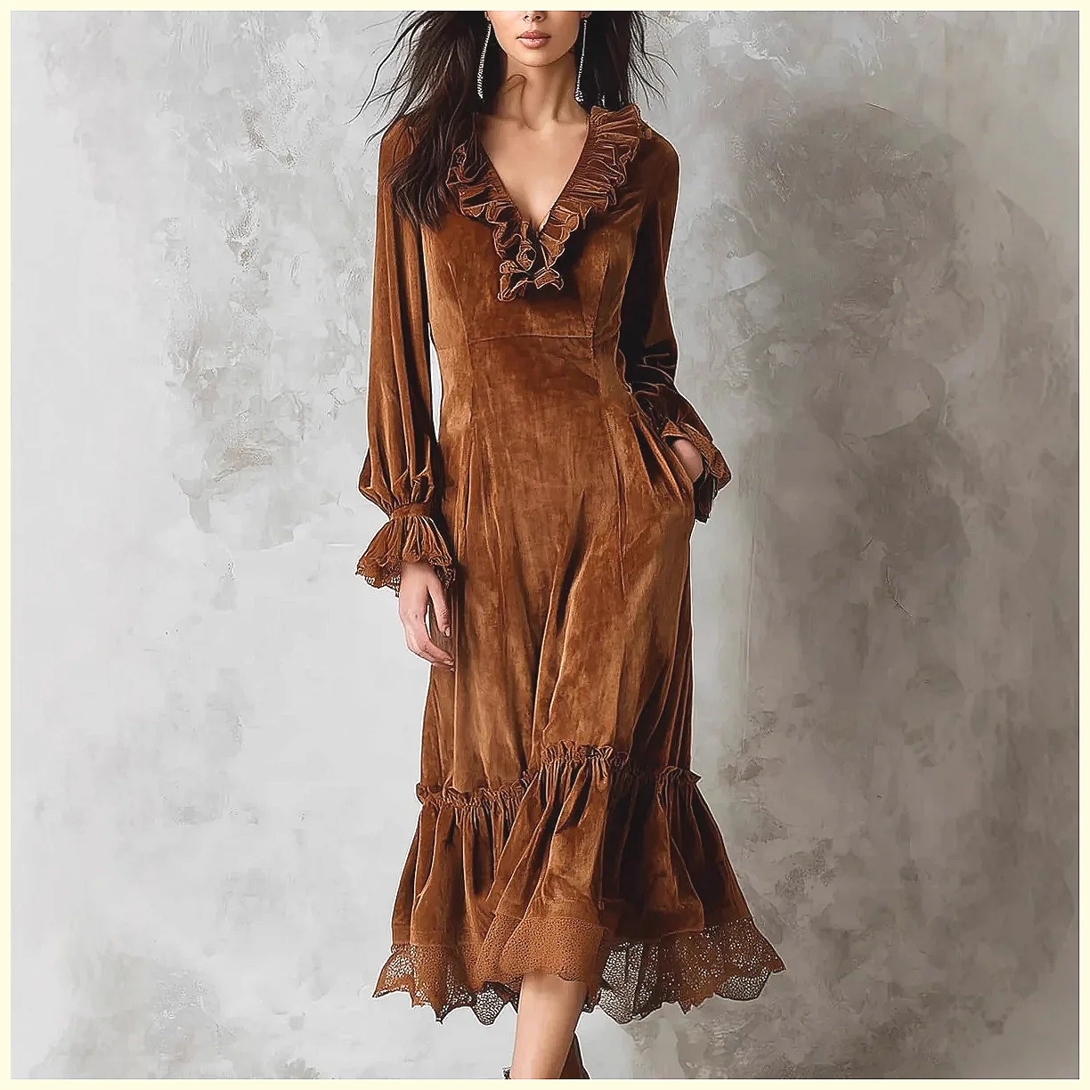 Vintage Velvet Maxi Dress V-Ne - огляд і ціна Vintage Necklace