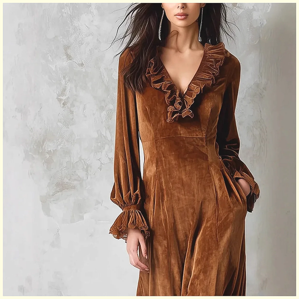 Vintage Velvet Maxi Dress V-Ne - огляд і ціна Vintage Necklace