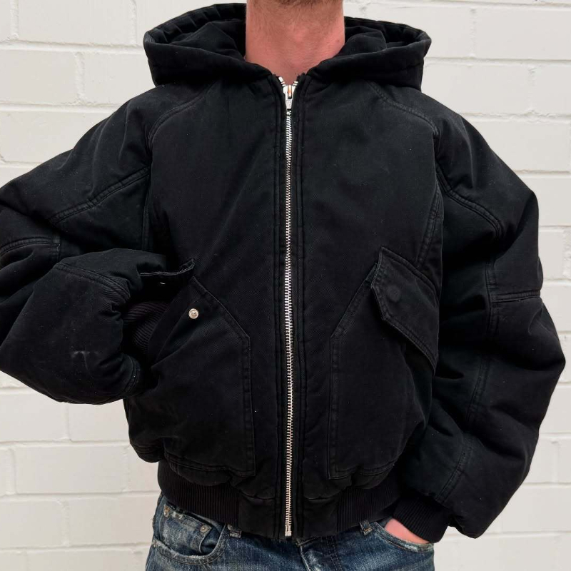 Men Oversized Washed Canvas Ho - огляд і ціна Vintage Zip Hoodie