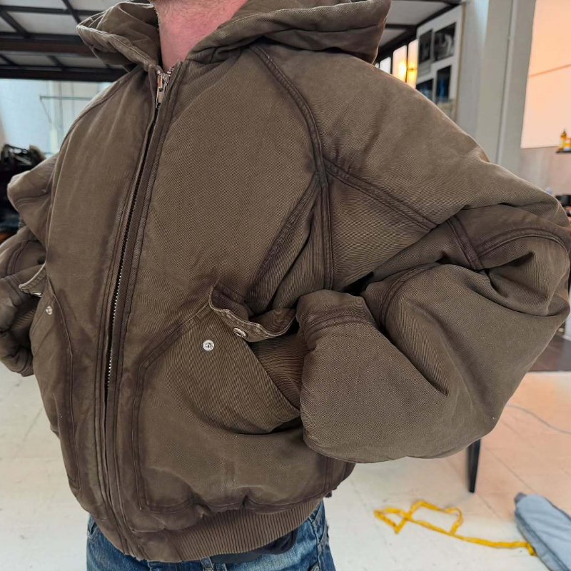 Men Oversized Washed Canvas Ho - огляд і ціна Vintage Zip Hoodie