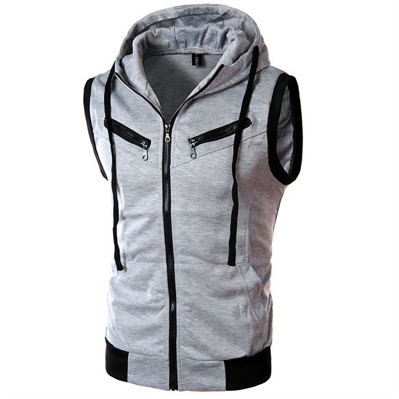 New Men's Hooded Sleeveless Ve - огляд і ціна Vintage Zip Hoodie