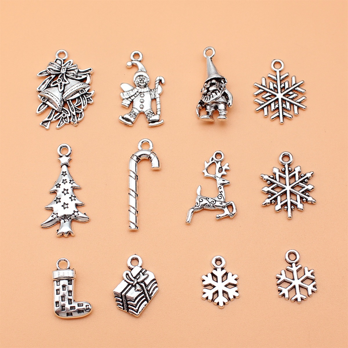 12pcs Antique Silver Color Chr - огляд і ціна Vintage Collectible Santa