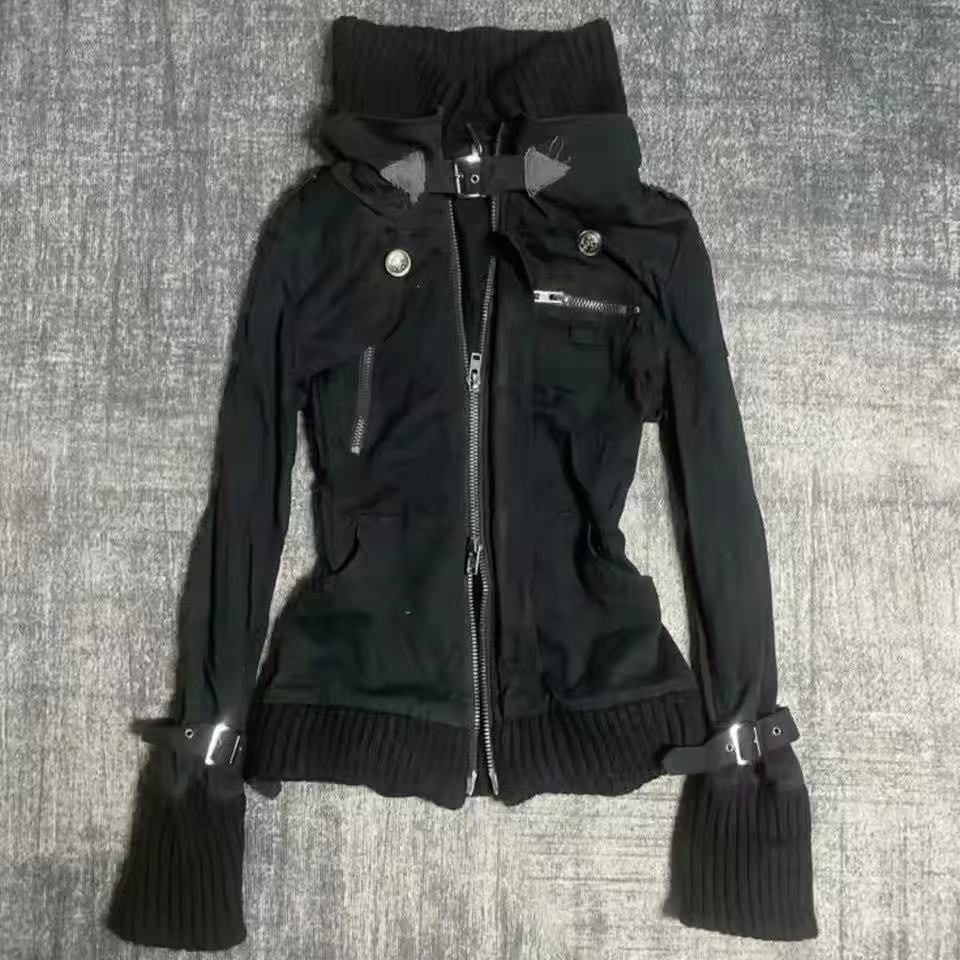 Y2K Gothic Black Slim Double Z - огляд і ціна Vintage Zip Hoodie