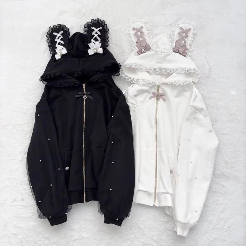 Women Winter Rabbit Ears Lolit - огляд і ціна Vintage Zip Hoodie